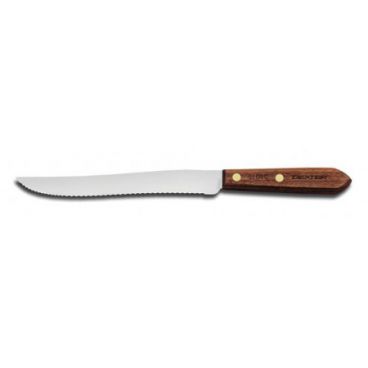 Dexter Russell 13341 Traditional Series 8" Scalloped Edge Slicer with High-Carbon Steel Blade and Walnut Handle