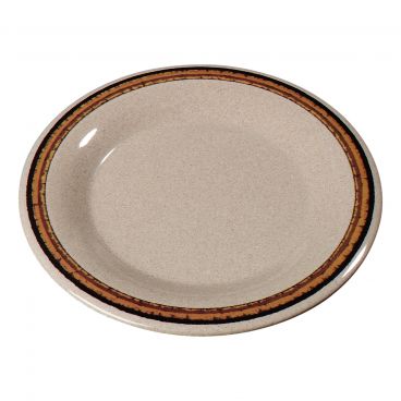 Carlisle 43013908 Sierra Sand on Sand Melamine Durus Wide Rim Round Dinner Plate - 9-1/5" Diameter