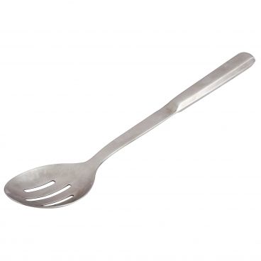 Tablecraft 4334 11 3/4" Stainless Steel Silver Slotted Serving Spoon with Hollow Handle