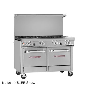 Southbend 4481AC-3GR Liquid Propane Ultimate 48" Gas Restaurant Range w/ 2 Non-Clog Burners & 36" Right Griddle Top, 1 Convection Oven & Cabinet Base - 142,000 BTU