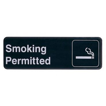 Vollrath 4514 Traex Black 3" x 9" Smoking Permitted Sign