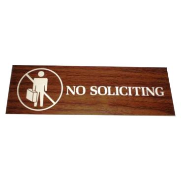 Vollrath 4527 Traex Brown 3" x 9" No Soliciting Sign