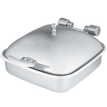 Vollrath 46133 6 Quart Intrigue Square Induction Chafer with Solid Lid and Porcelain Pan