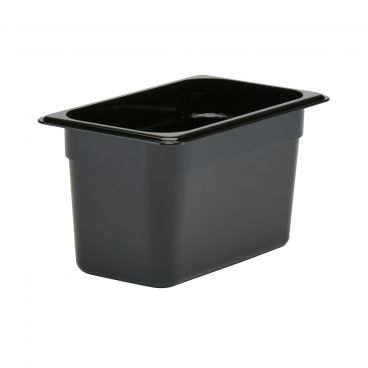 Cambro 46CW110 6" Deep Black Polycarbonate 1/4 Size Camwear Food Pan - 3.9 Quart Capacity 