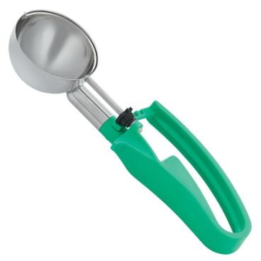 Vollrath 47393 3 Oz. Standard Length Squeeze Disher with Green Handle