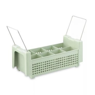 Vollrath 52641 Green Signature 8 Compartment Flatware Basket with Handles