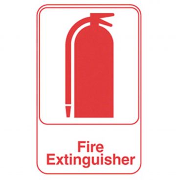 Vollrath 5618 White with Red 9" x 6" Fire Extinguisher Sign