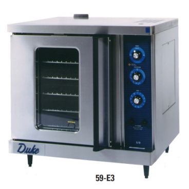 Duke 59-E3V 30" Electric Single Deck Half Size Stainless Steel Insulated Convection Oven With Porcelain Interior Finish, 8 kW