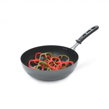 Vollrath 59950 Carbon Steel 4 1/2 Qt. Non Stick Stir Fry Pan with SteelCoat and TriVent Silicone Handle