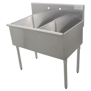 Advance Tabco 6-2-60 Two Compartment 60" Wide Stainless Steel Sink, 600 Series