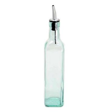 Tablecraft 60125 6 oz Stainless Steel Glass Oil & Vinegar Bottle