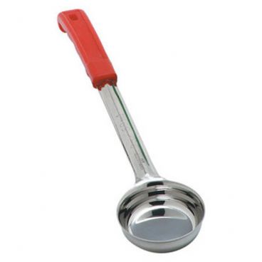 Carlisle 604360 Stainless Steel Measure Miser 2 Ounce Solid Portion Server with Red Handle