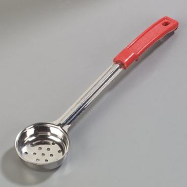 Carlisle 604361 Stainless Steel Measure Miser 2 Ounce Perforated Portion Server with Red Handle