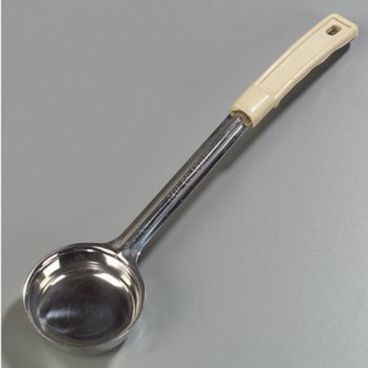 Carlisle 604370 Stainless Steel Measure Miser 3 Ounce Solid Portion Server with Beige Handle