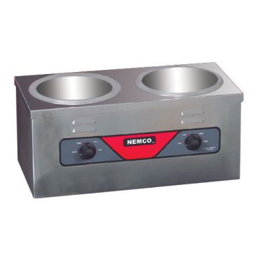 Nemco 6120A 4 Qt. Double Well Stainless Steel Electric Countertop Warmer - 120V, 700W