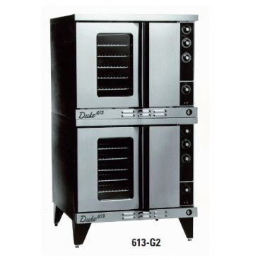 Duke 613-G2V 38" Gas Double Deck Standard Depth Stainless Steel Insulated Convection Oven With Porcelain Interior Finish, 80,000 BTU