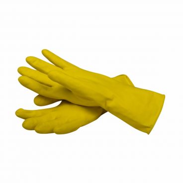 San Jamar 620-M Medium Yellow Latex Flock Lined Gloves