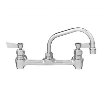 Fisher 64742 Backsplash Mounted Faucet with 8" Centers, 8" Swing Nozzle, 2.2 GPM Aerator, Lever Handles, and EZ Install Adapters