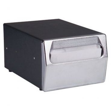 Vollrath Traex 6515-12-BLK/CHROME Horizontal Black Two Sided Napkin Dispenser with Chrome Faceplate