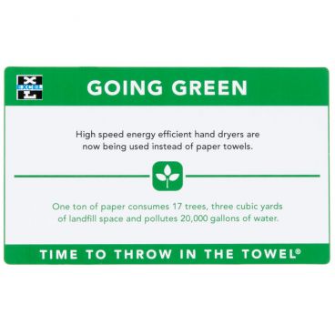 Excel Dryer 676 "Going Green" Sign for Hand Dryers