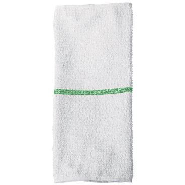 Chef Revival 700BRT-GRS 16" x 19" 100% Cotton Green Striped Bar Towel