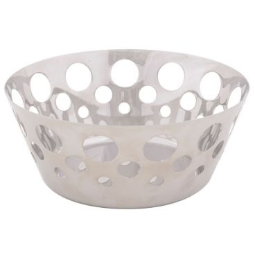 Tablecraft 7177 7 5/8" Stainless Steel Round Circle Cut Out Serving Basket