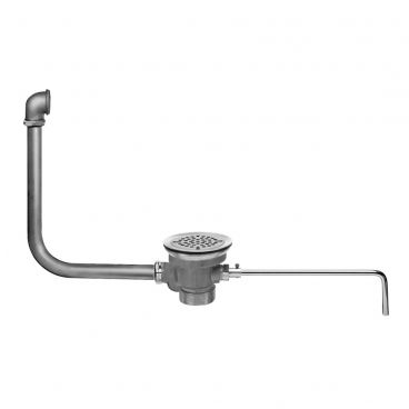 Fisher 74042 DrainKing Brass Lever Handle Waste Valve and Overflow Assembly with Vandal Resistant Flat Strainer