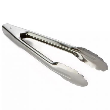 Tablecraft 74 Stainless Steel 9 1/2" Silver Utility Tongs