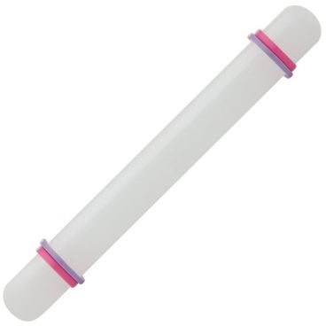 Ateco 7512 August Thomsen Non Stick Plastic Fondant Rolling Pin With 2 Sized Thickness Rings