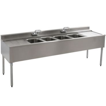 Eagle Group B7C-4-22 Underbar Sink with Four Compartments, Two 18 1/2" Drainboards, and Two Faucets - 84"