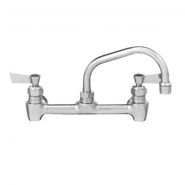Fisher 84654 Backsplash Mounted Faucet with 10" Swing Nozzle, 8" Centers, 2.2 GPM Aerator, Lever Handles, and Elbows