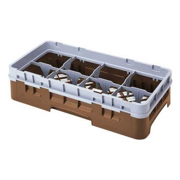 Cambro 8HS434167 Brown 8 Compartment 5-1/4 Inch Half Size Camrack Glass Rack