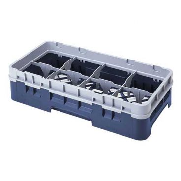 Cambro 8HS434186 Navy Blue 8 Compartment 5-1/4 Inch Half Size Camrack Glass Rack