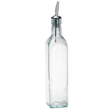 Tablecraft 916 Glass 16 Ounce Oil and Vinegar Cruet with Stainless Steel Pourer