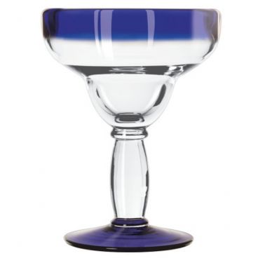 Libbey 92308 Aruba 12 oz. Margarita Glass with Cobalt Blue Rim and Base - 12/Case