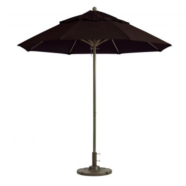 Grosfillex 98801731 Windmaster 9' Round Black Colored Acrylic Canopy Fiberglass Rib Umbrella with 1 1/2" Aluminum Pole