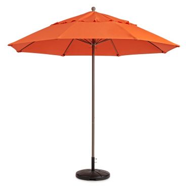 Grosfillex 98801931 Windmaster 9' Orange Fiberglass Umbrella with 1 1/2" Aluminum Pole