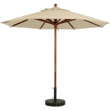 Grosfillex 98910331 Khaki 9 Foot Market Umbrella with 1 1/2" Wooden Pole