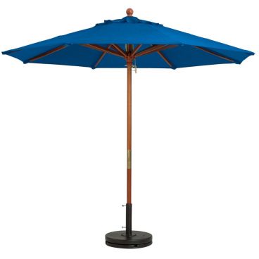 Grosfillex 98919731 Pacific Blue 9 Foot Market Umbrella with 1 1/2" Wooden Pole