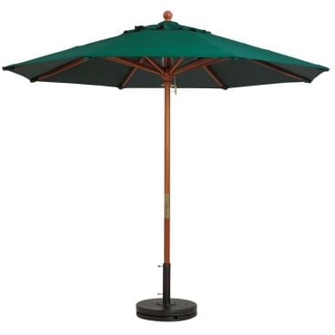 Grosfillex 98942031 Forest Green 7 Foot Market Umbrella with 1 1/2" Wooden Pole