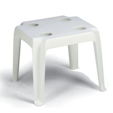 Grosfillex 99018004 Oasis White 18" x 18" Resin Low Table with Cupholders