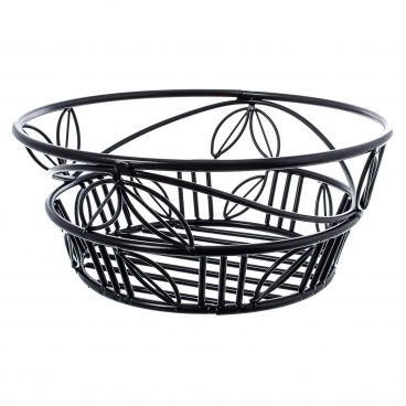 American Metalcraft BLLB94 9" Leaf Design Wrought Iron Round Bread Basket