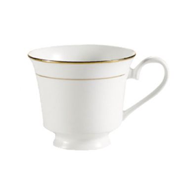 CAC GRY-1 7 oz. Porcelain Golden Royal Banquet Cup with Gold Band/Super White