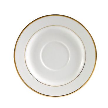 CAC GRY-2 5.75" Porcelain Golden Royal Saucer with Gold Band/Super White