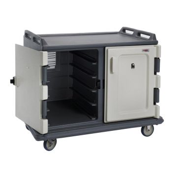 Cambro MDC1418S20191 Granite Gray Low Profile 20 Shelf Polyethylene Double Compartment Meal Delivery Cart