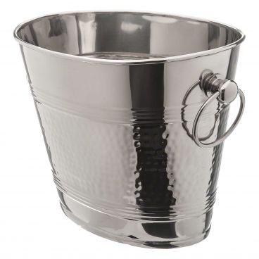 American Metalcraft O2BWB Oval Hammered Stainless Steel 2 Bottle Wine Bucket - 8-3/8" x 10-5/8"