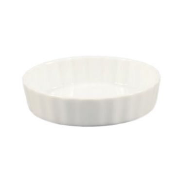 CAC China QCD-7 7.5" Porcelain Accessories Fluted Quiche Baking Dish/Super White