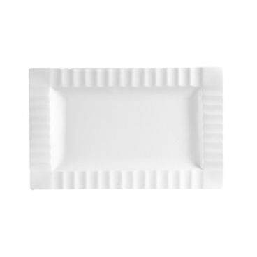 CAC QE-41 14" Porcelain Queensquare Rectangular Platter with Stripe/Bone White