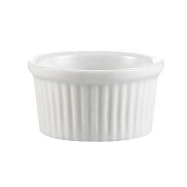 CAC RKF-4 4 oz. RKF Porcelain Round Fluted Ramekin/White