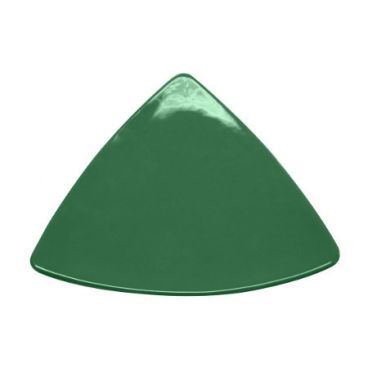 CAC China TRG-21-G 12" Festiware Green Triangular Porcelain Plate